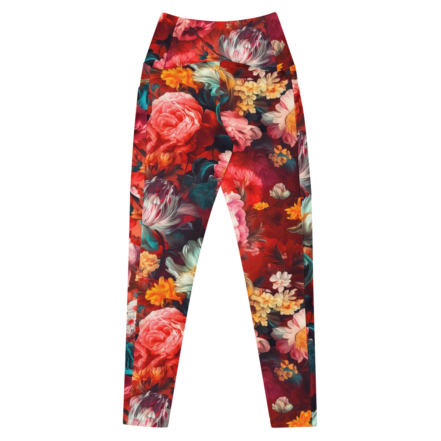 Crossover Leggings with Pockets: Spicy Reds Collection in Florence