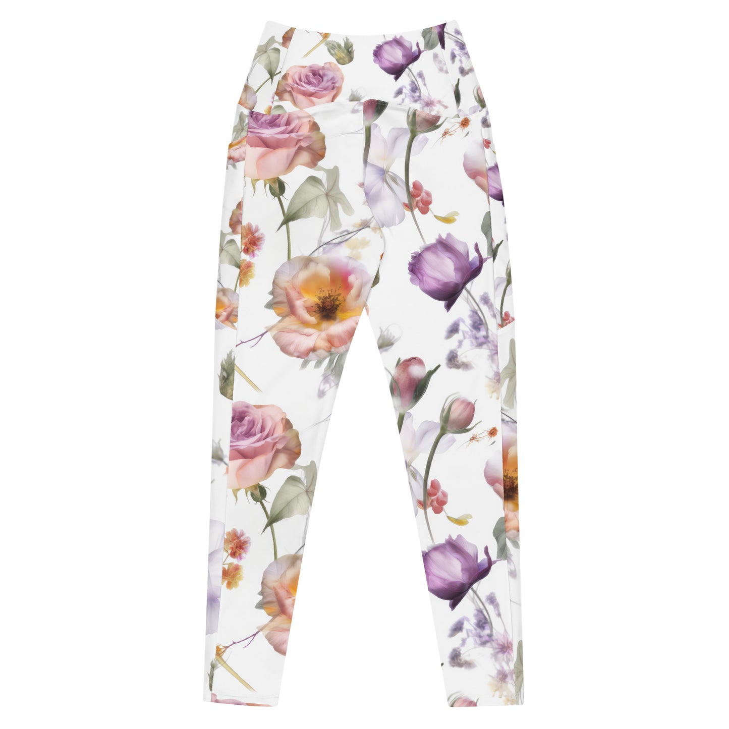 Crossover Leggings with Pockets: Pure Whites Collection in Natalia