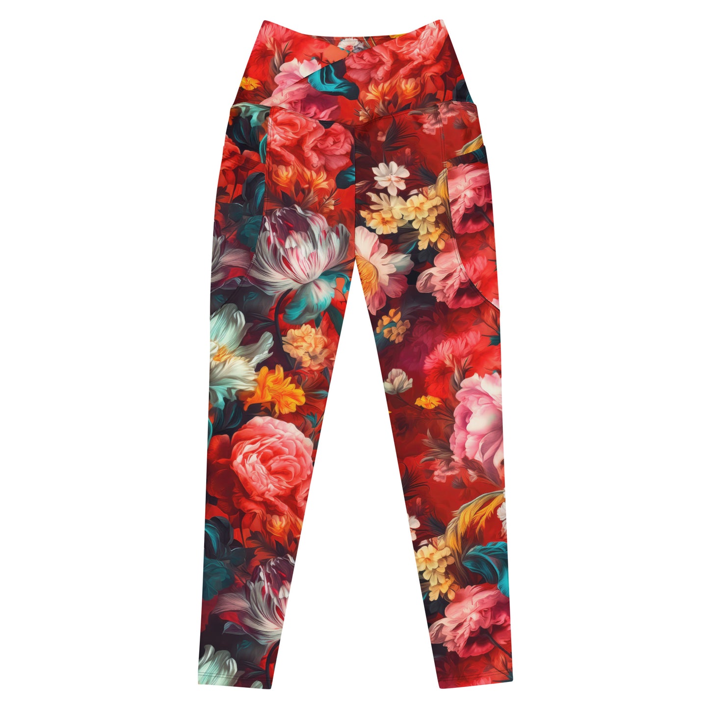 Crossover Leggings with Pockets: Spicy Reds Collection in Florence