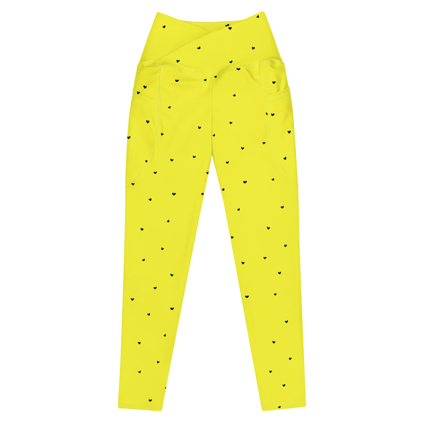 Crossover Leggings with Pockets: Black Hearts Collection in Virginia