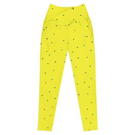 Crossover Leggings with Pockets: Black Hearts Collection in Virginia