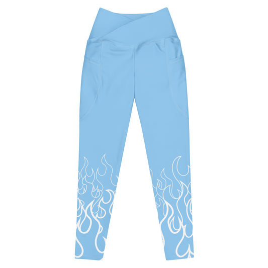 Crossover Leggings with Pockets: Flames Collection in Irene