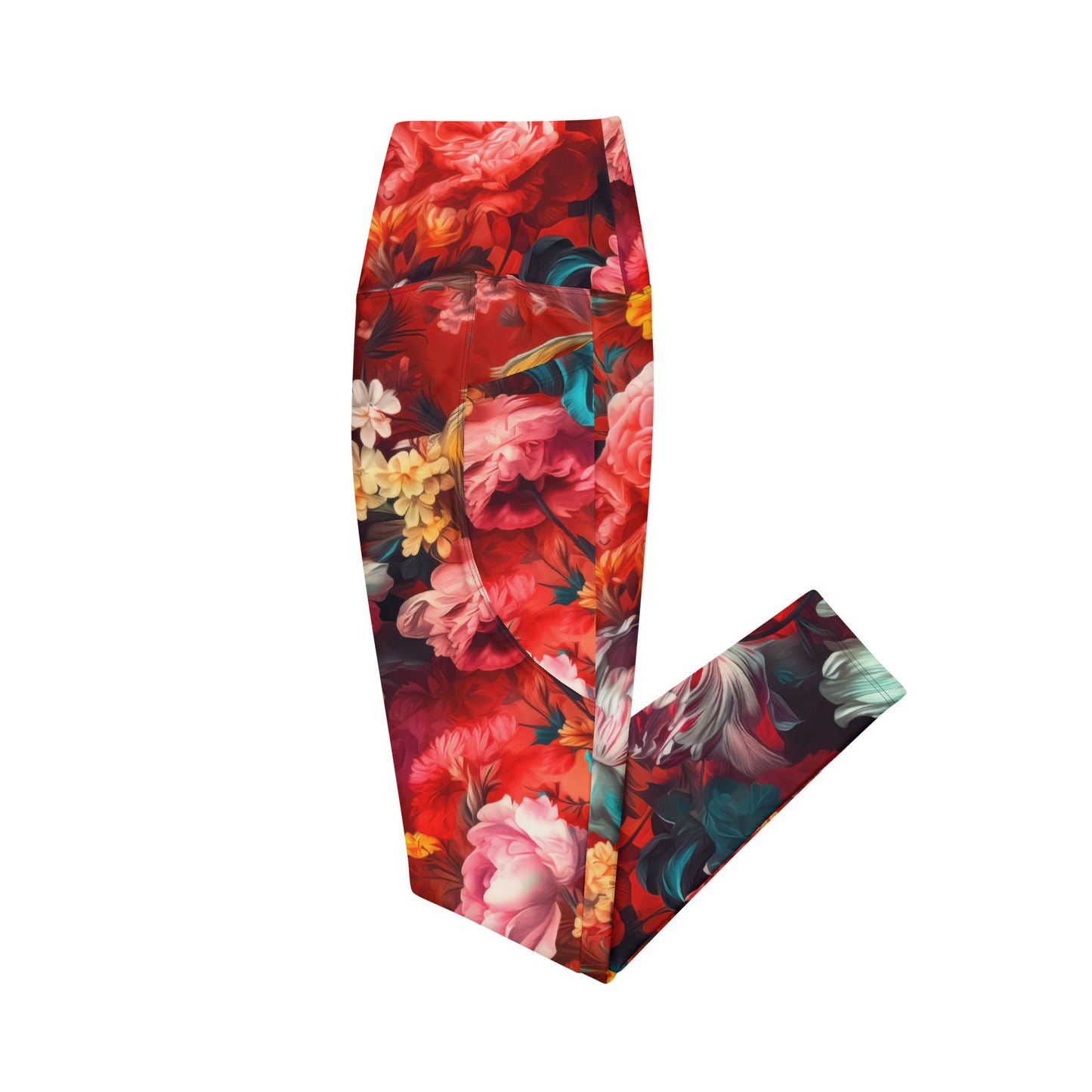 Crossover Leggings with Pockets: Spicy Reds Collection in Florence