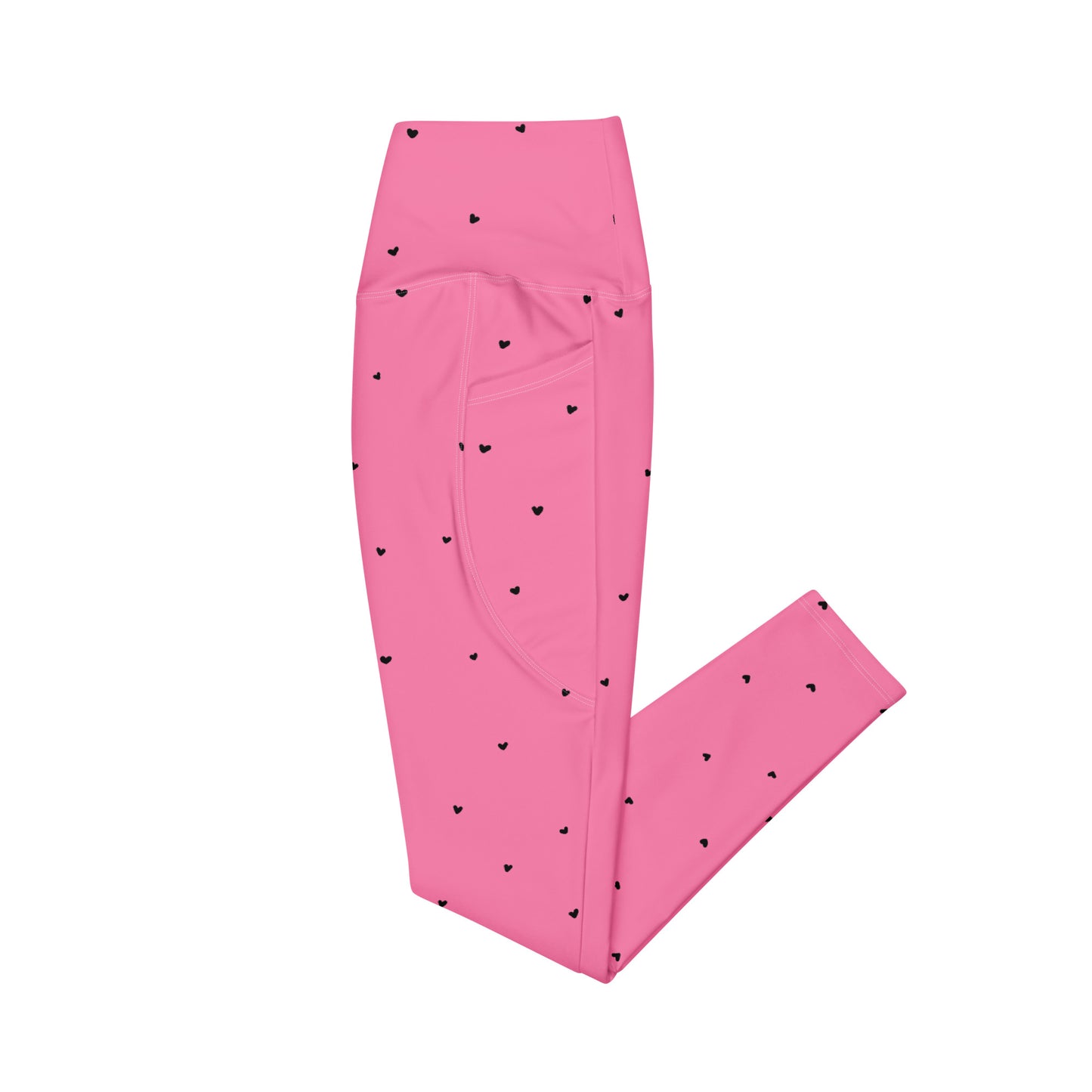 Crossover Leggings with Pockets: Black Hearts Collection in Maxine