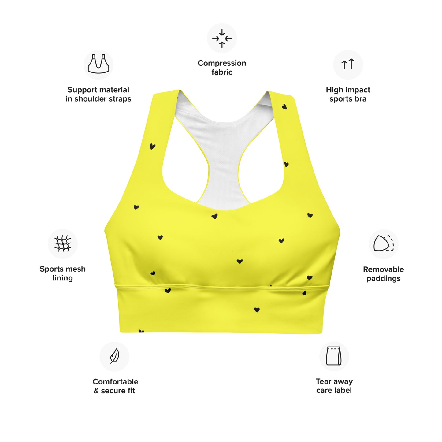 Sports Bra: Black Hearts Collection in Virginia