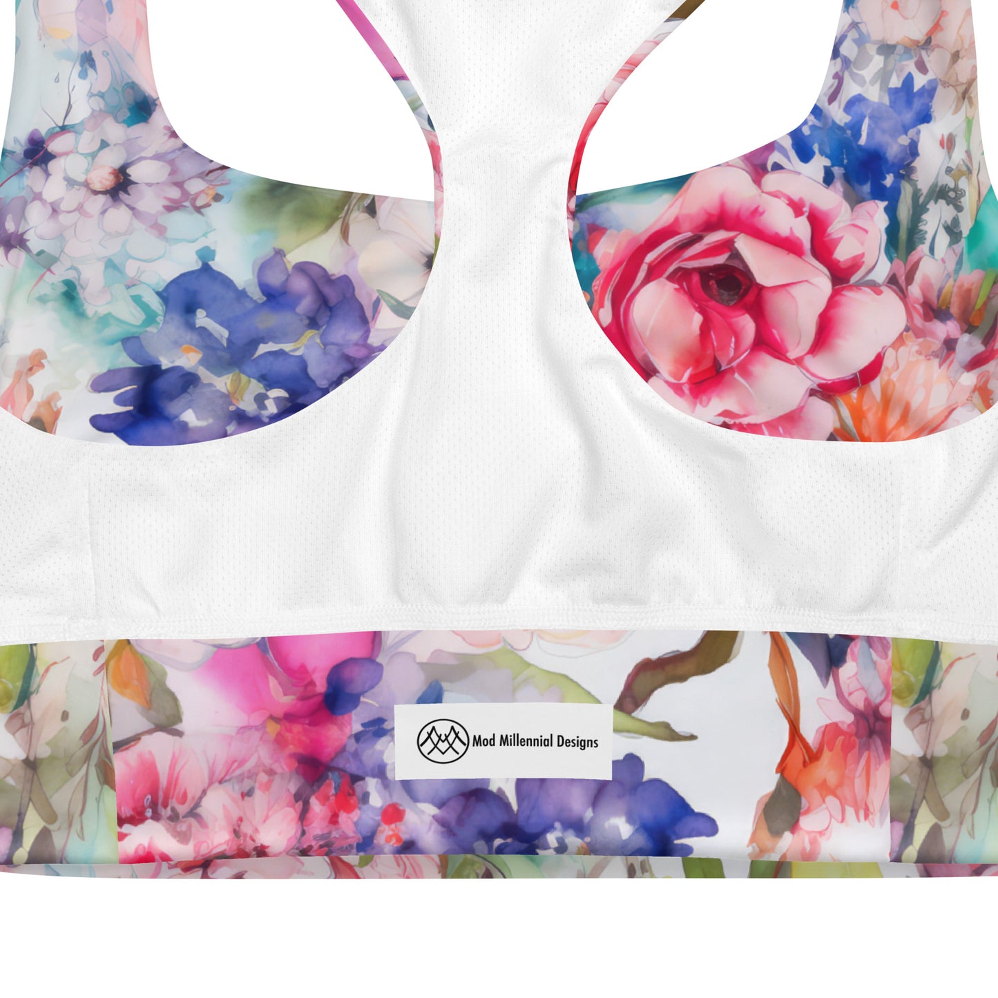 Sports Bra: White Florals Collection in Natasha