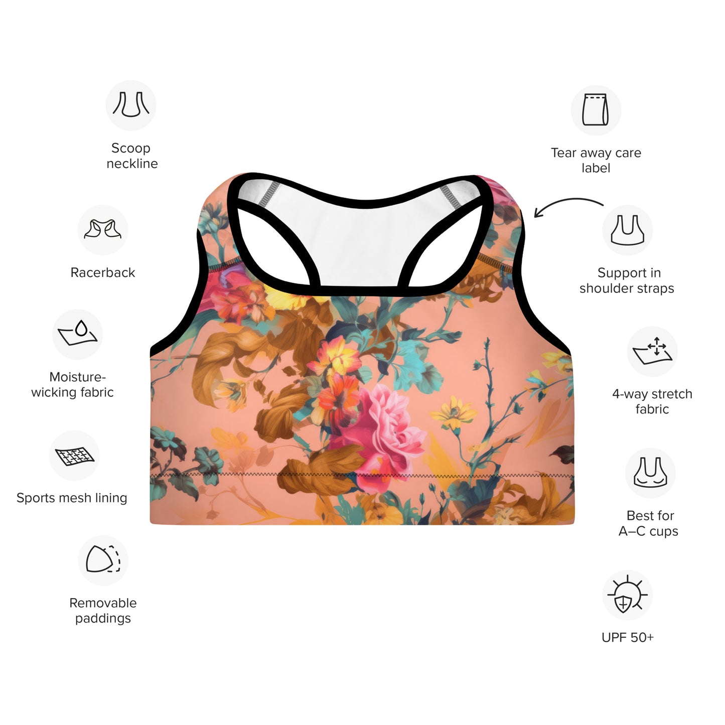 Sports Bra: Spring Queen Coral Collection in Ginger