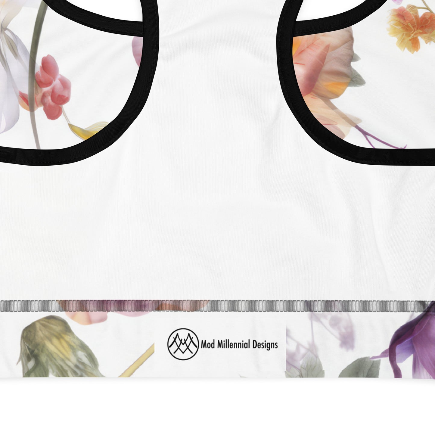 Sports Bra: White Florals Collection in Natalia