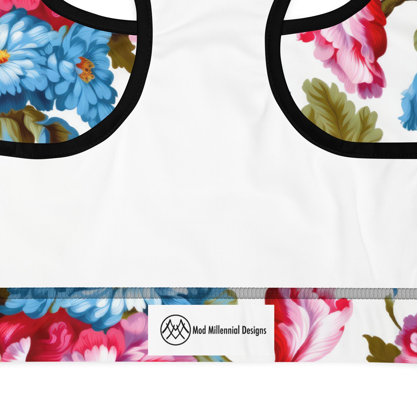 Sports Bra: White Florals Collection in Nadine