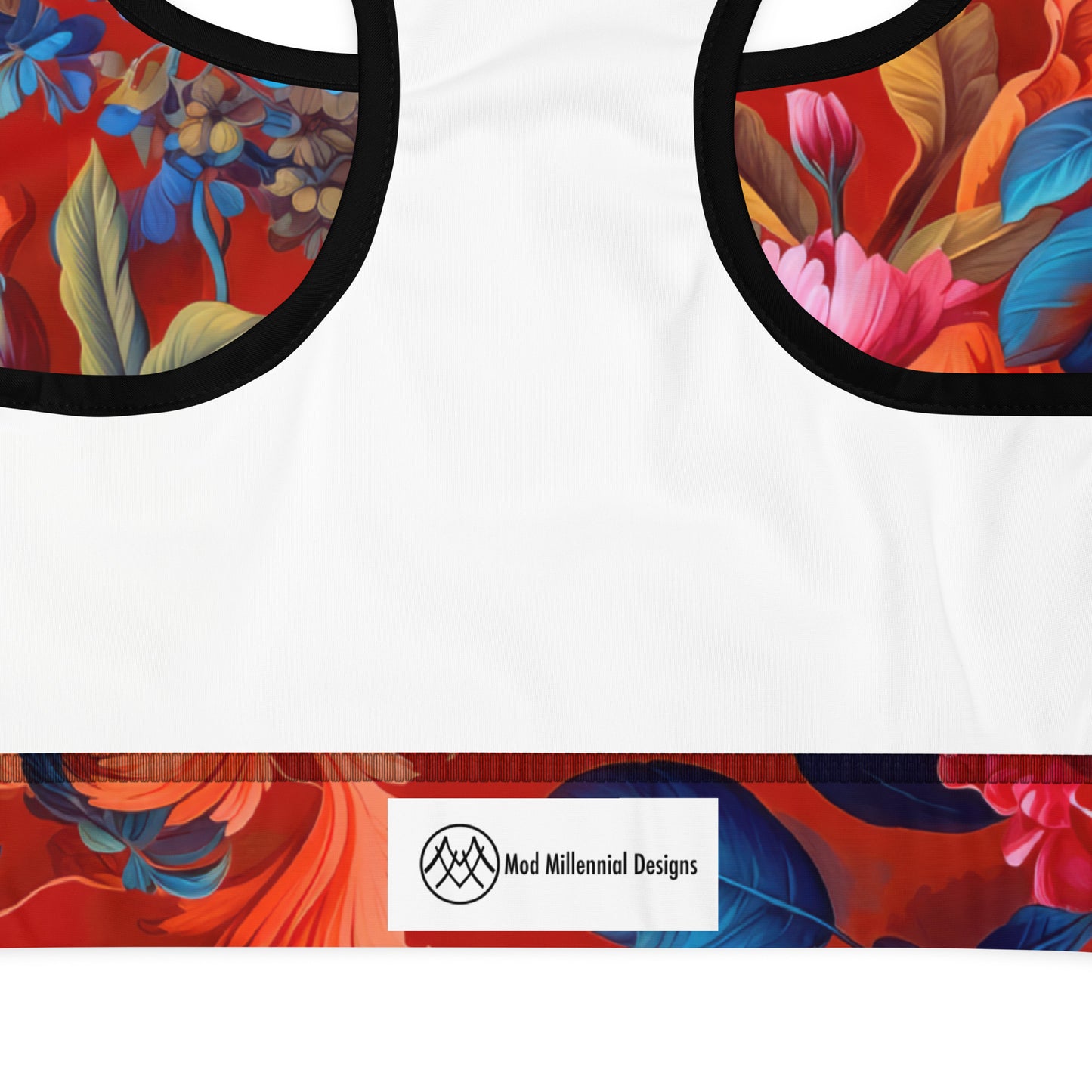 Sports Bra: Red Florals Collection in Fiamma