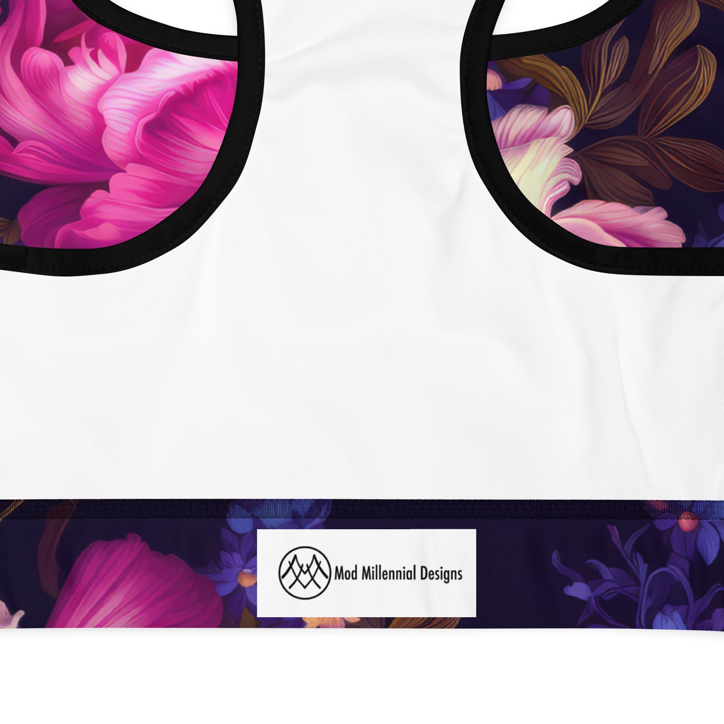 Sports Bra: Purple Florals Collection in Heather