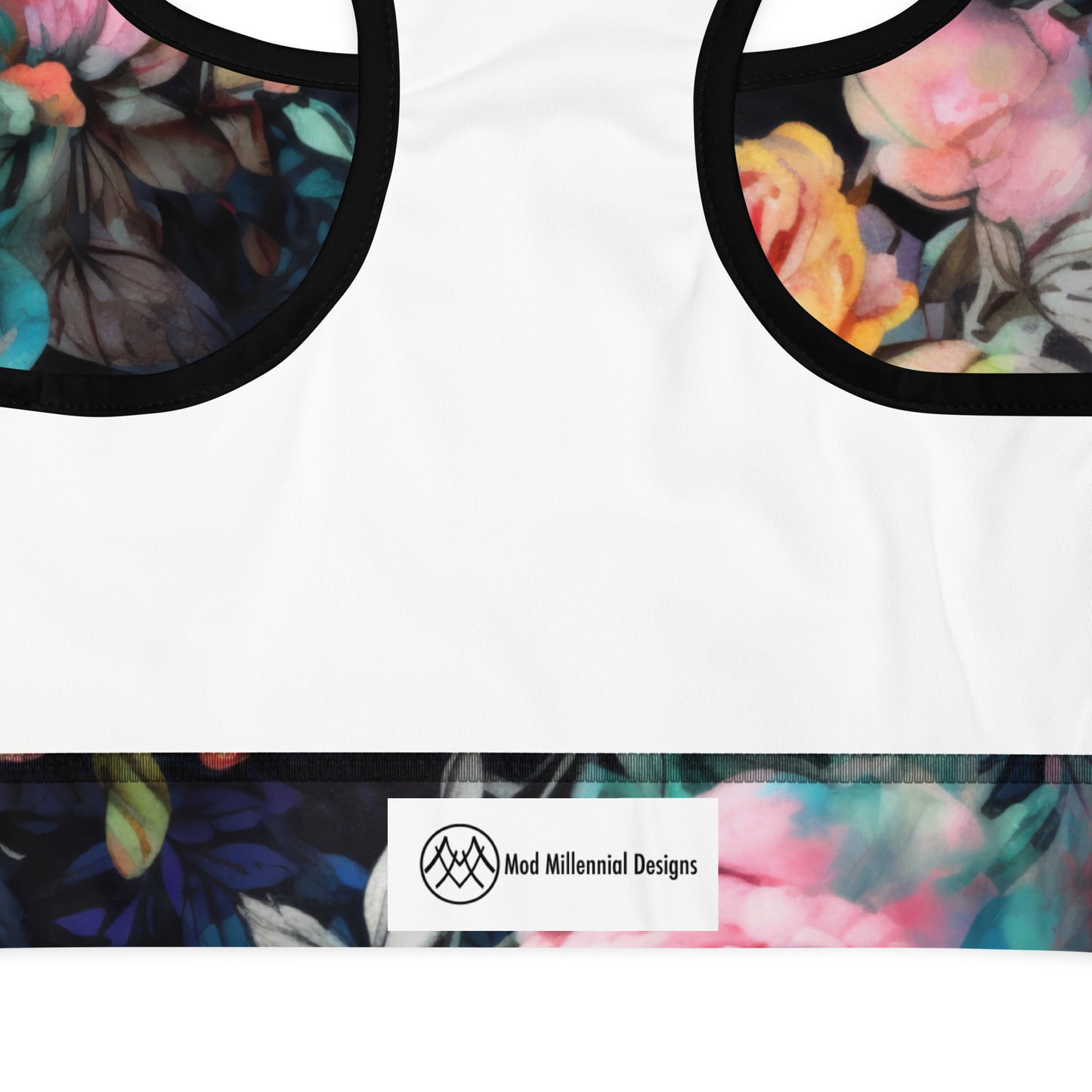 Sports Bra: Black Florals Collection in Megan