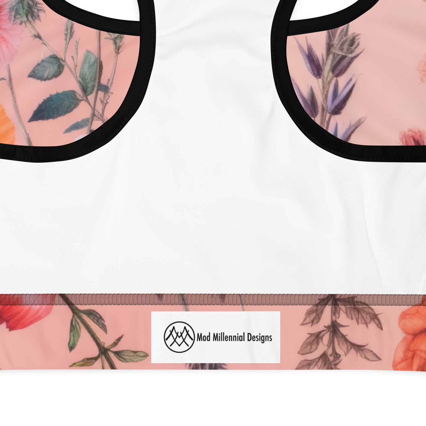 Sports Bra: Spring Queen Coral Collection in Gertrude