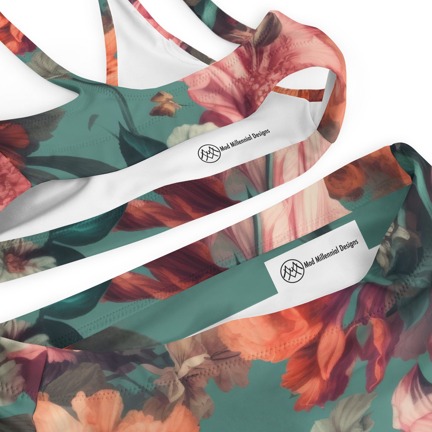 High-waisted Bikini: Spring Queen Coral Collection in Glenda