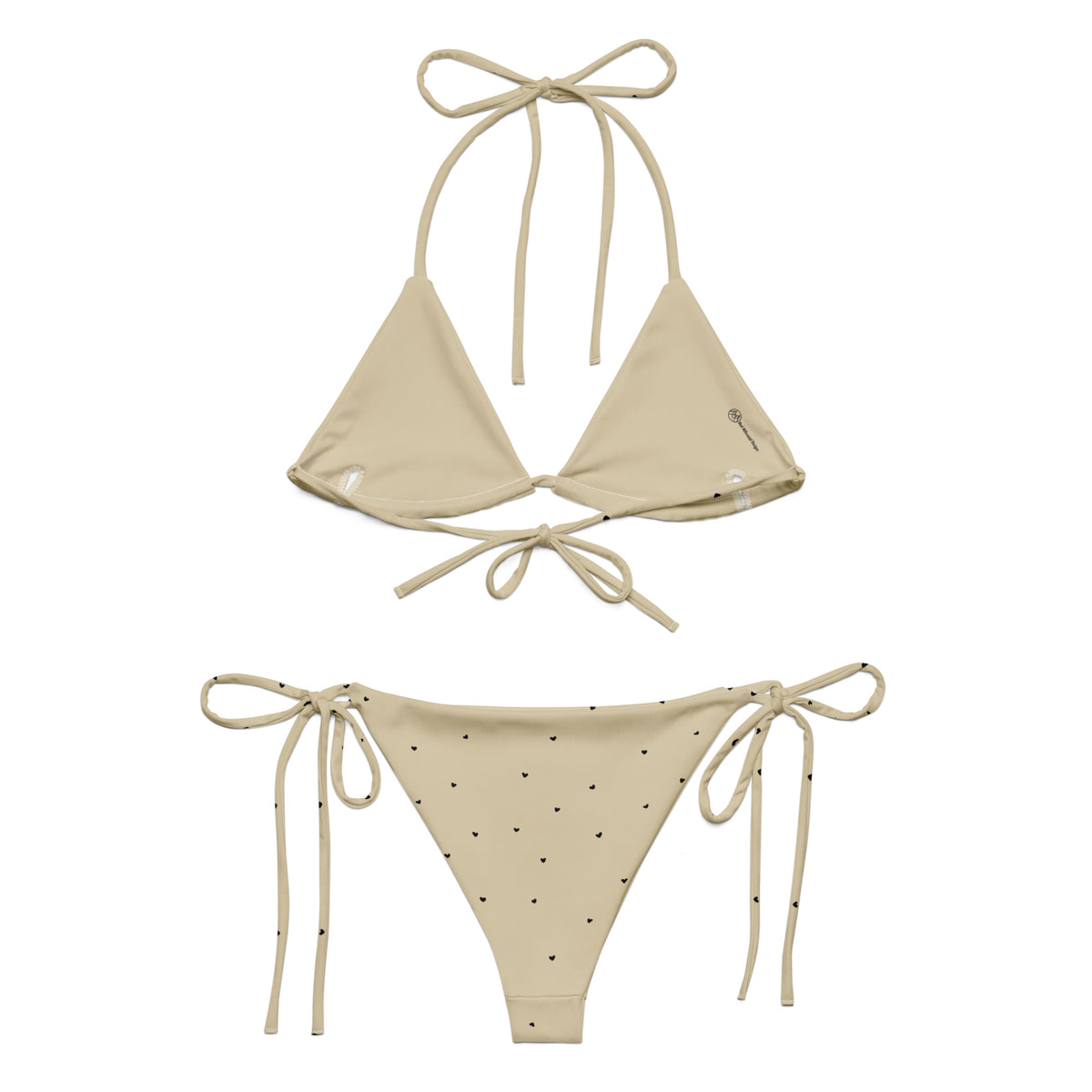 Beatrix cream beige string bikini with tiny black heart print back