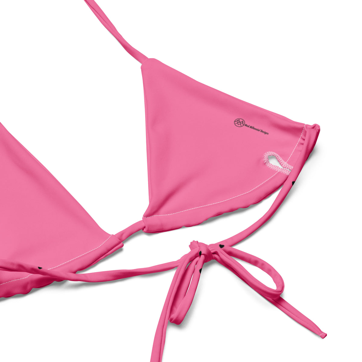 Maxine bubblegum pink string bikini with tiny black heart print inner lining details