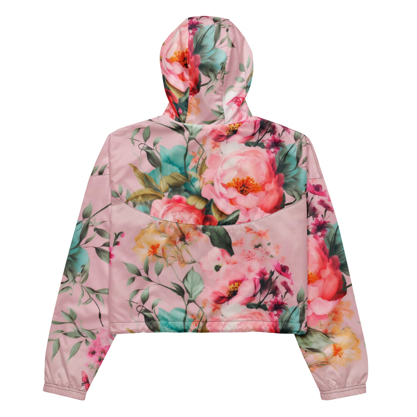 Women’s Cropped Windbreaker: Pink Florals Collection in Sophia