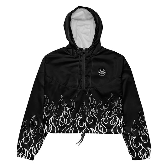 Women’s Cropped Windbreaker: Flames Collection in Edna