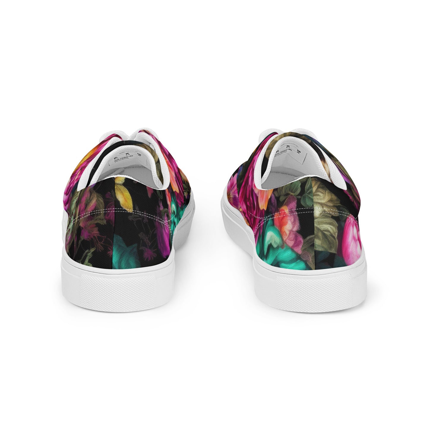 Women’s Lace-up Canvas Shoes: Black Florals Collection in Mary