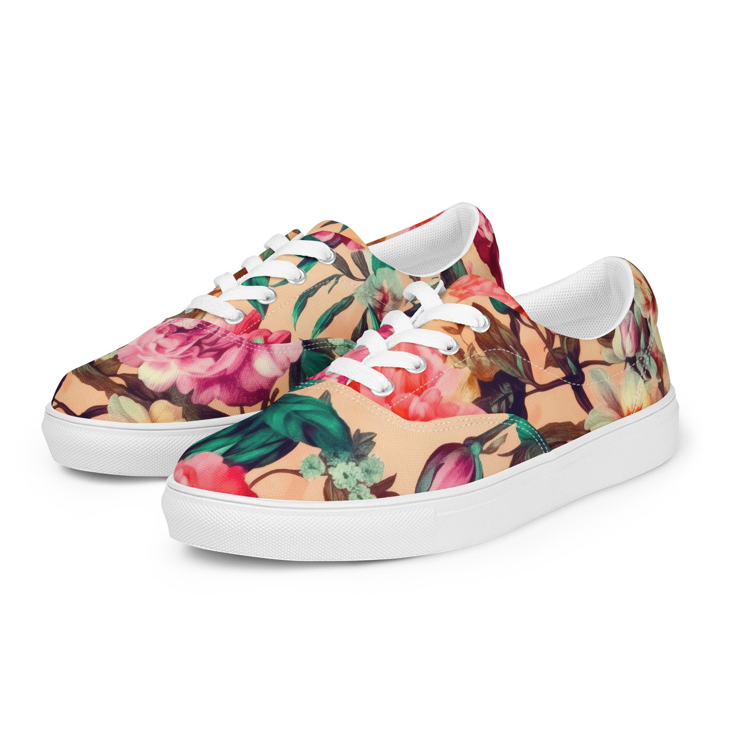 Women’s Lace-up Canvas Shoes: Spring Queen Coral Collection in Goldie