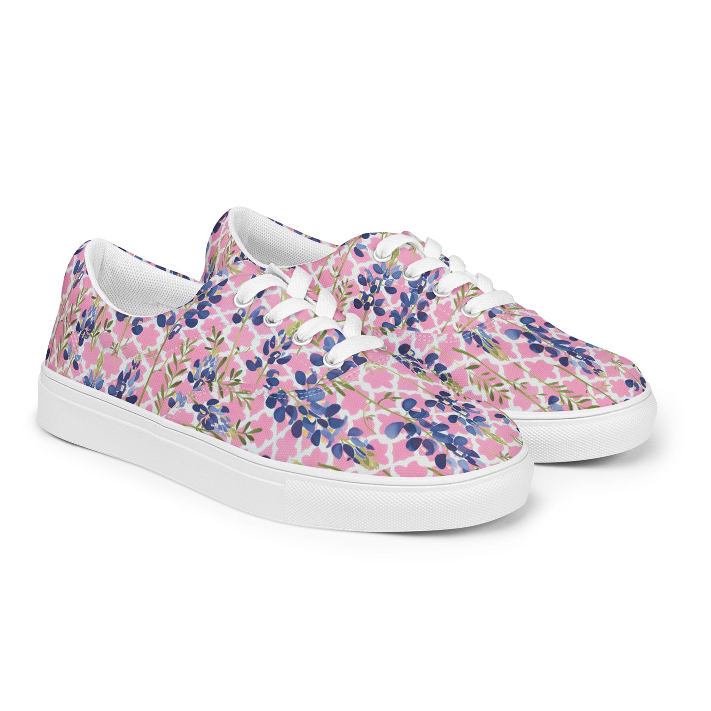 Women’s Lace-up Canvas Shoes: Bluebonnets Collection in Daphne