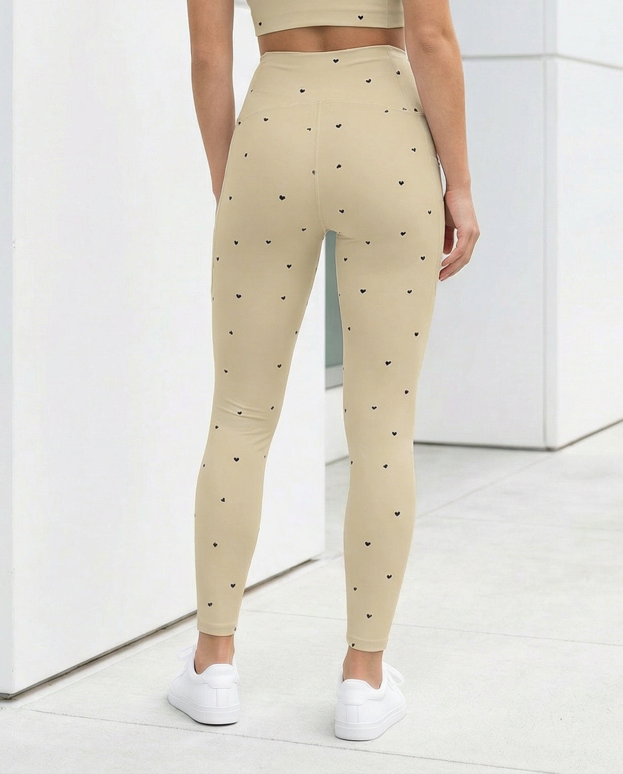 Crossover Leggings with Pockets: Black Hearts Collection in Beatrix
