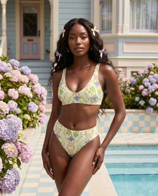 High-waisted Bikini: Dollhouse Collection in Golden Hour Gala