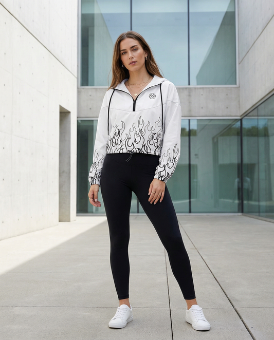Women’s Cropped Windbreaker: Flames Collection in Alice