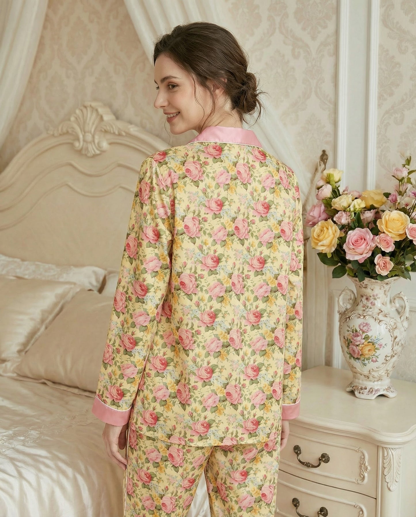 Women’s Long Sleeve Pajama Top: Victorian Romance Collection in Inola