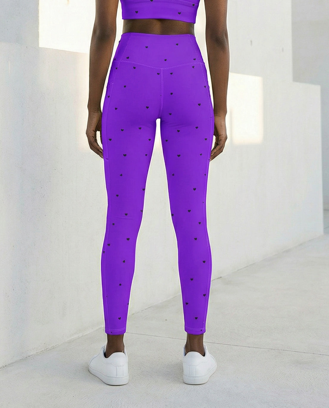 Crossover Leggings with Pockets: Black Hearts Collection in Jillian