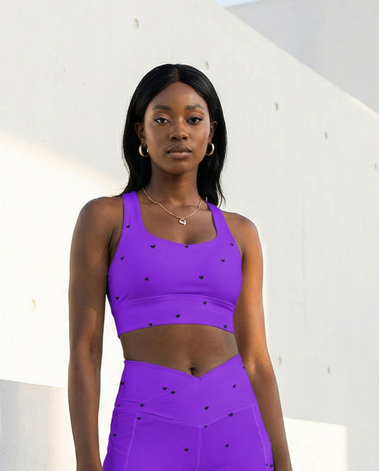 Sports Bra: Black Hearts Collection in Jillian