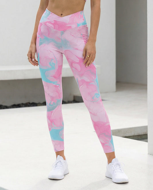 Crossover Leggings with Pockets: Heart of Stone Collection in Ollie