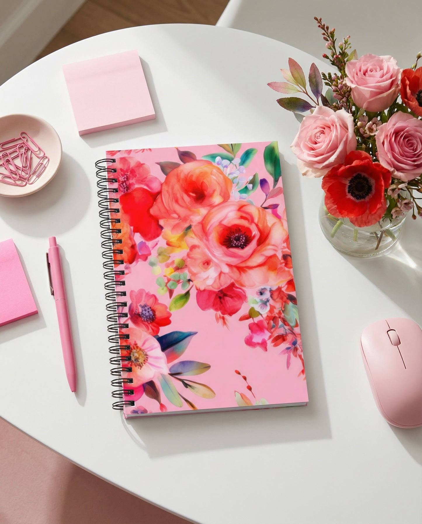 Spiral Notebook: Pink Florals Collection in Suzannah
