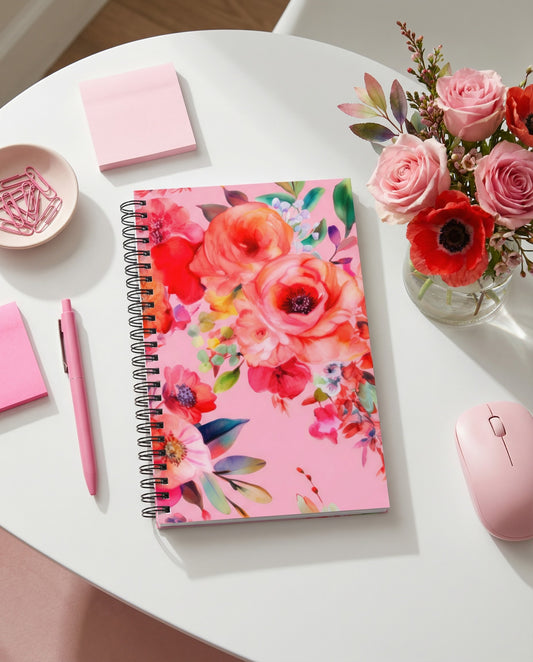 Spiral Notebook: Pink Florals Collection in Suzannah
