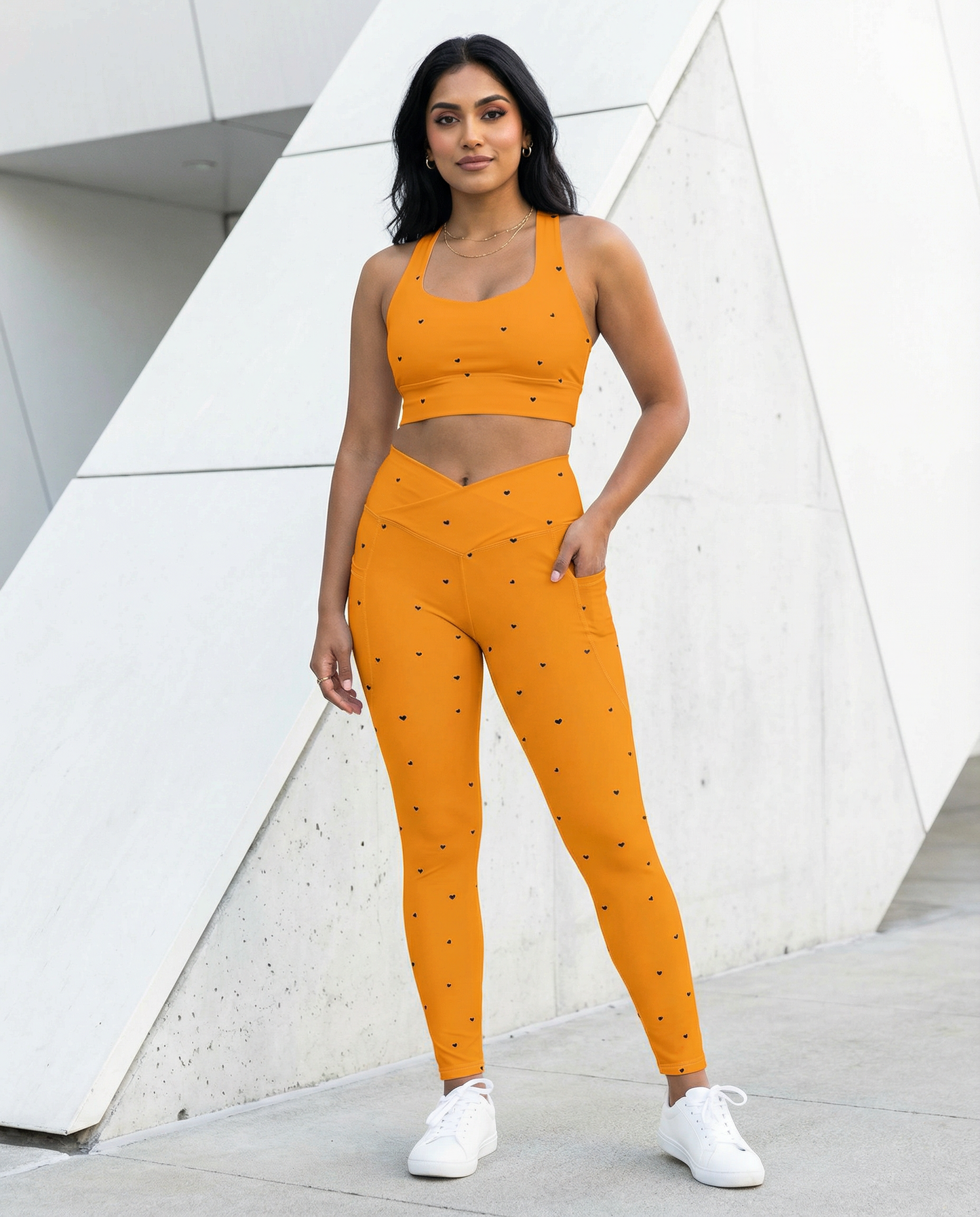 Sports Bra: Black Hearts Collection in Trixie