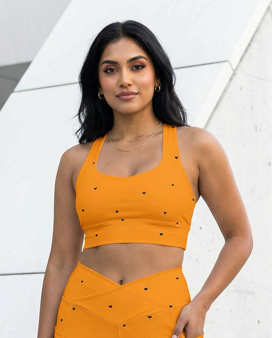 Sports Bra: Black Hearts Collection in Trixie