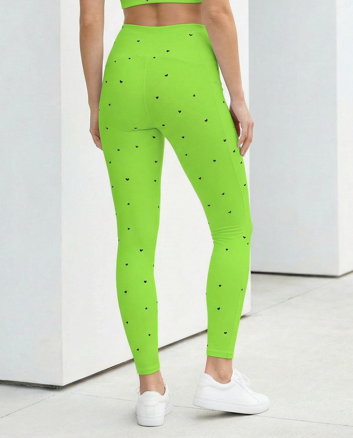Crossover Leggings with Pockets: Black Hearts Collection in Yasmin