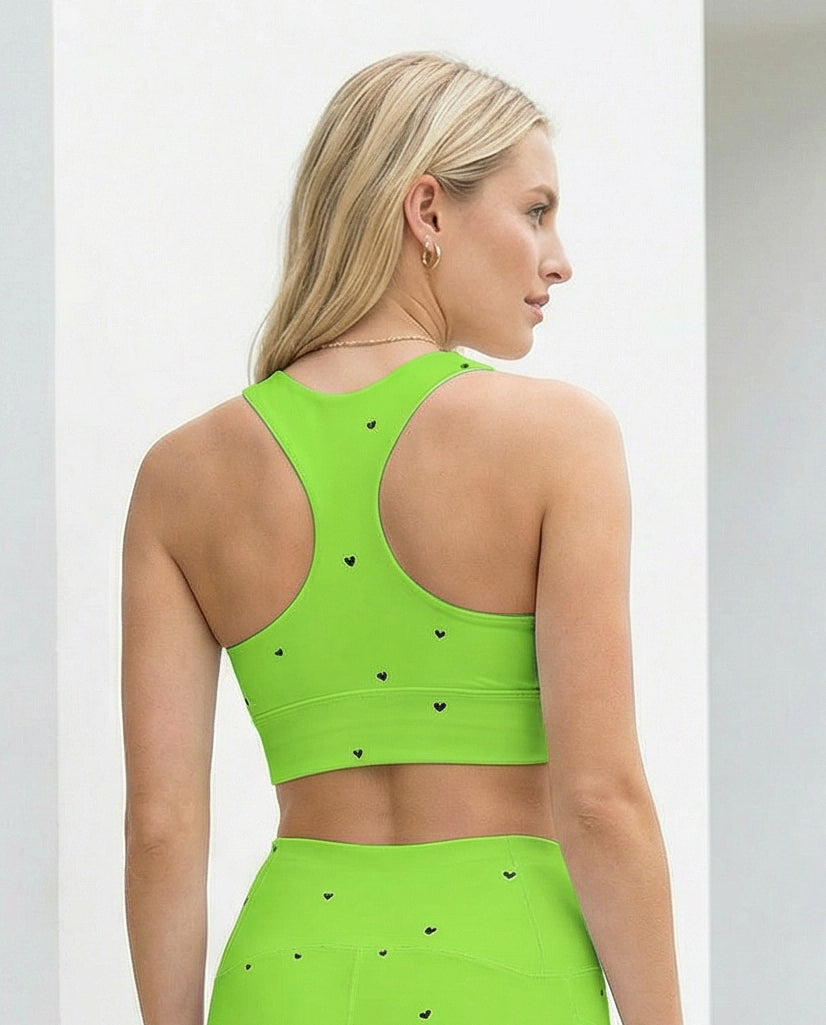 Sports Bra: Black Hearts Collection in Yasmin