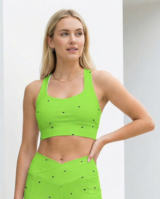 Sports Bra: Black Hearts Collection in Yasmin