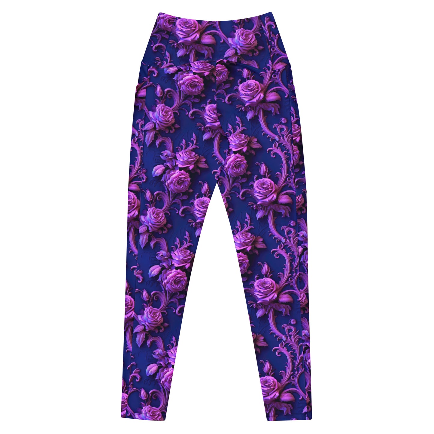 Crossover Leggings with Pockets: Royal Purples Collection in Helen