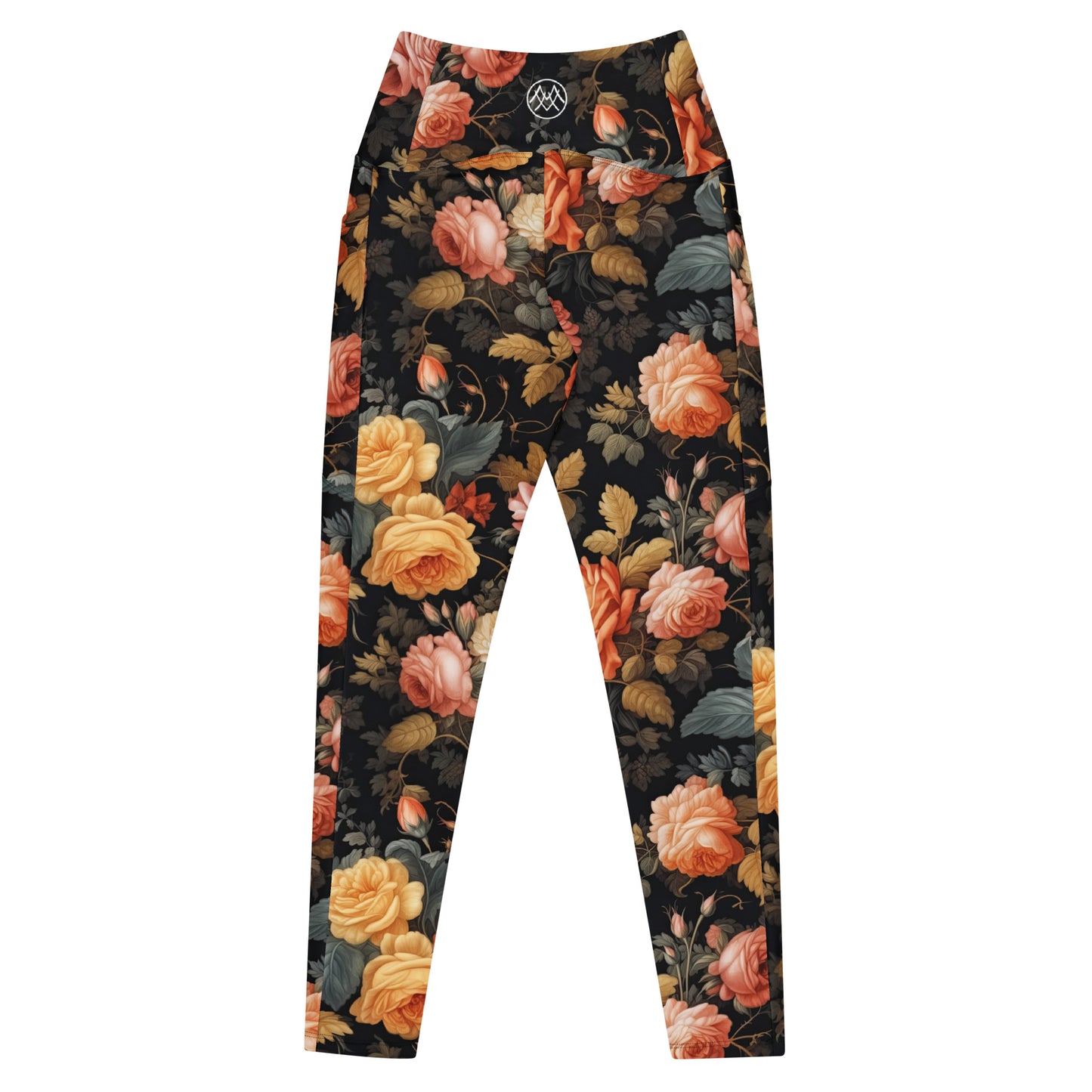 Crossover Leggings with Pockets: Fall Florals Collection in Jolene