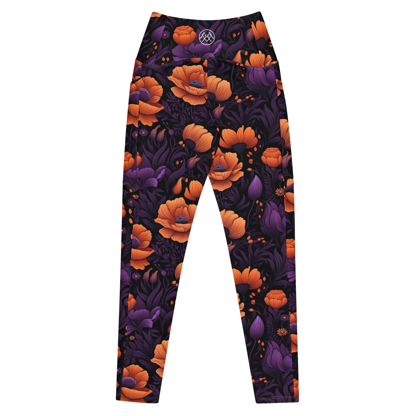 Crossover Leggings with Pockets: Fall Florals Collection in Jayne