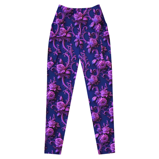 Crossover Leggings with Pockets: Royal Purples Collection in Helen