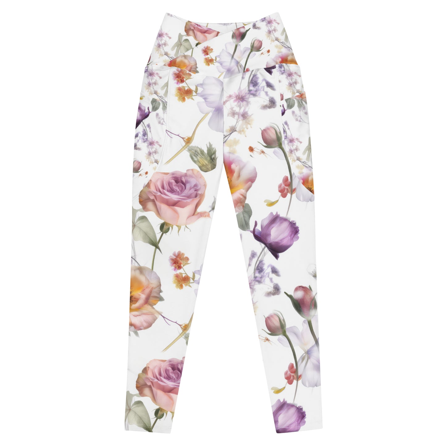 Crossover Leggings with Pockets: Pure Whites Collection in Natalia