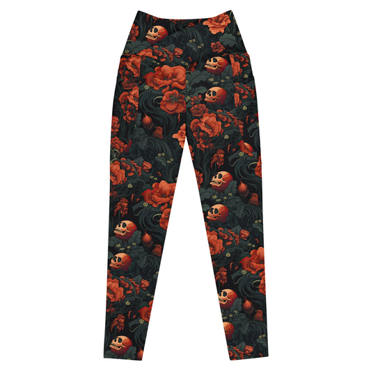 Crossover Leggings with Pockets: Halloween Collection in Fianna