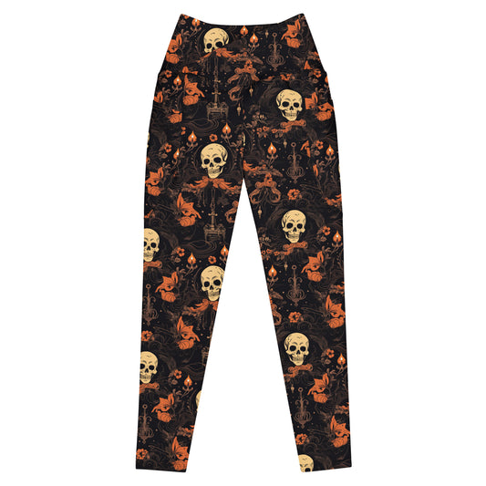 Crossover Leggings with Pockets: Halloween Collection in Fenella