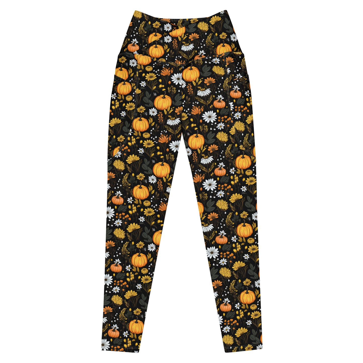 Crossover Leggings with Pockets: Fall Florals Collection in Jana