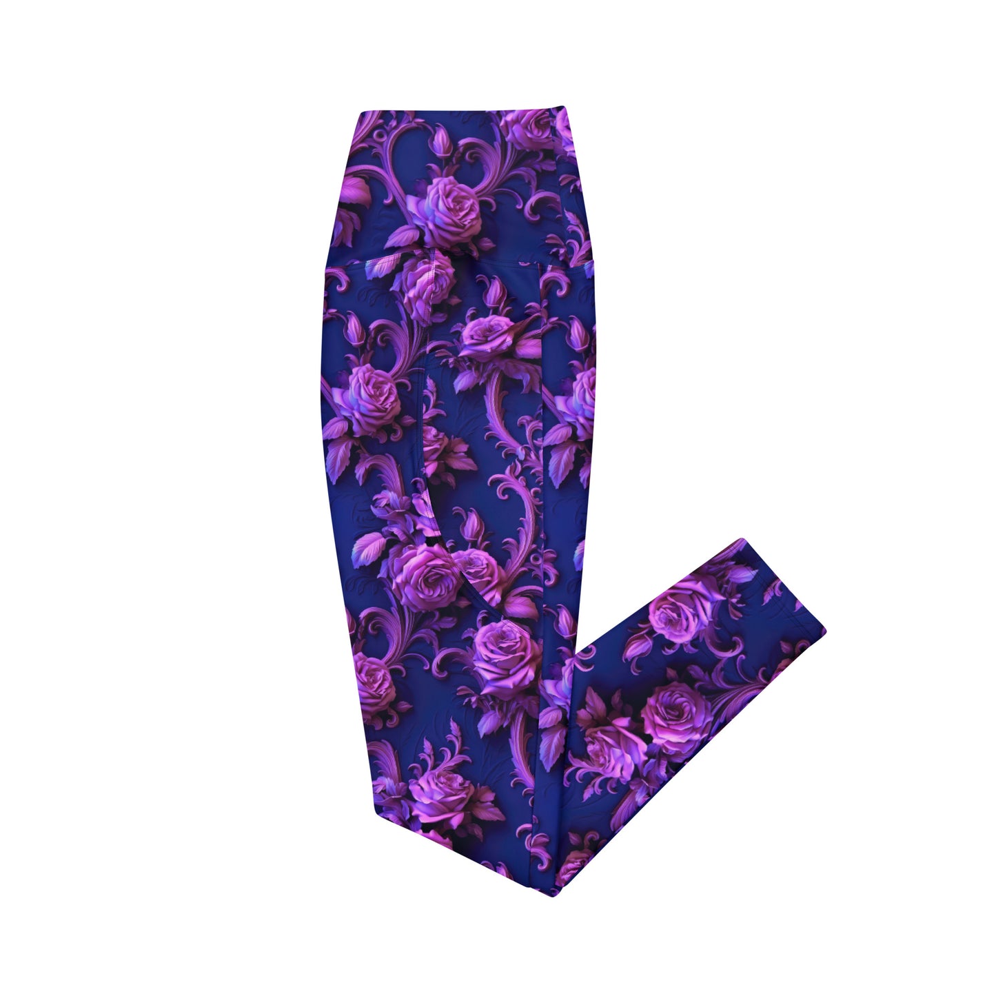 Crossover Leggings with Pockets: Royal Purples Collection in Helen