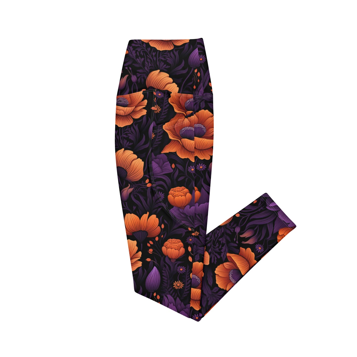 Crossover Leggings with Pockets: Fall Florals Collection in Jayne