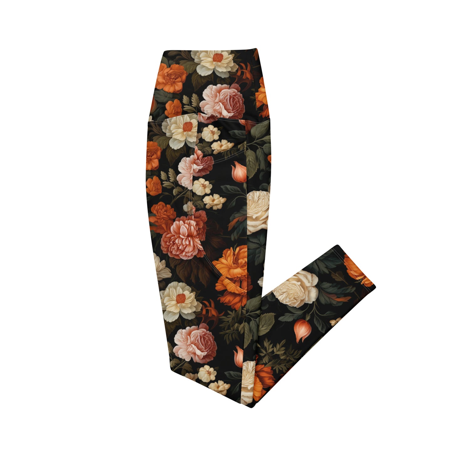 Crossover Leggings with Pockets: Fall Florals Collection in Jaxcy